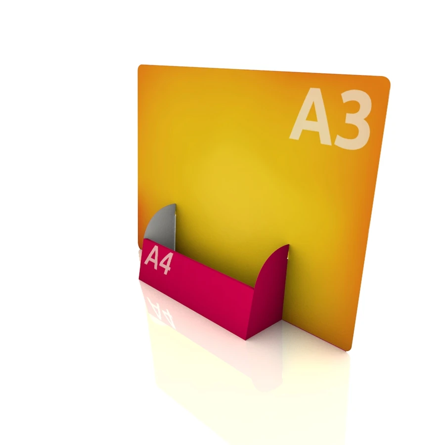 Display Aufsteller "Amsterdam" (A3 Quer Display mit DIN A4 Regalfach) 1
